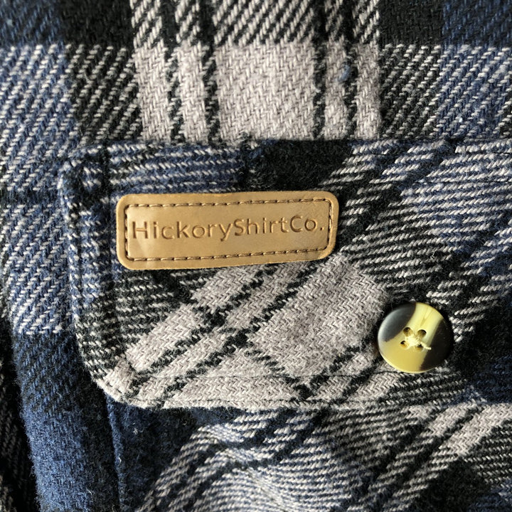 Hickory ShirtCo Half-Zip Long Sleeve Flannel Check Shirt, Men's Size L cotton gray type Vintage Second Hand