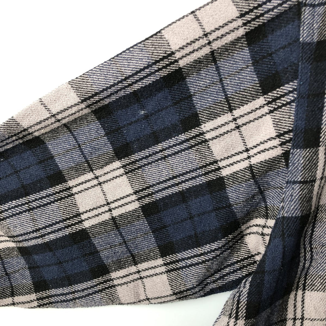 Hickory ShirtCo Half-Zip Long Sleeve Flannel Check Shirt, Men's Size L cotton gray type Vintage Second Hand