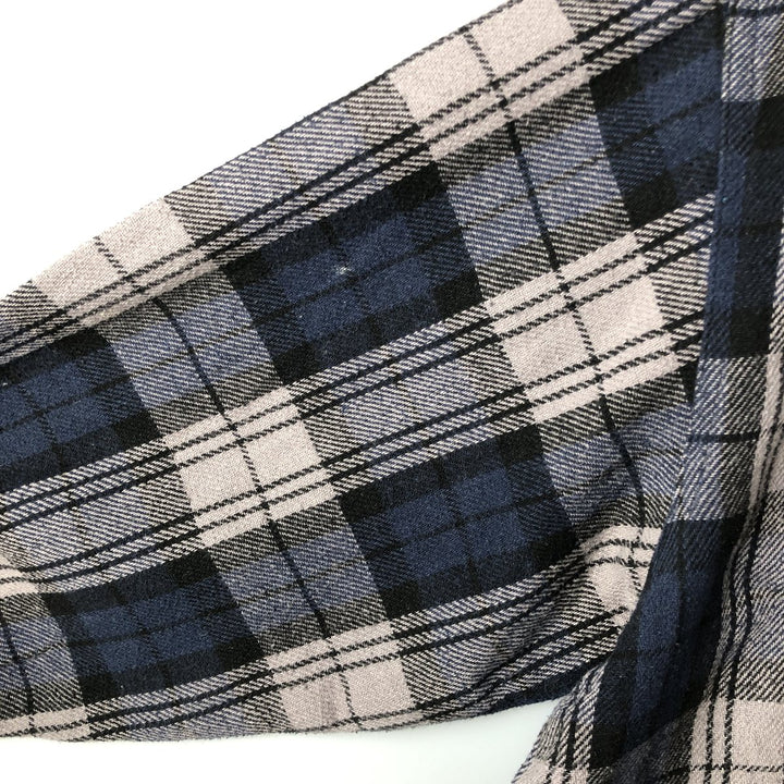 Hickory ShirtCo Half-Zip Long Sleeve Flannel Check Shirt, Men's Size L cotton gray type Vintage Second Hand