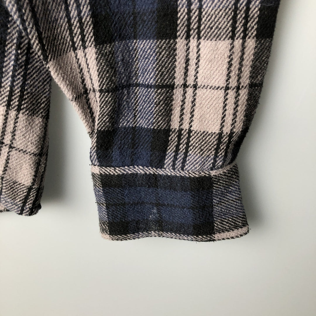 Hickory ShirtCo Half-Zip Long Sleeve Flannel Check Shirt, Men's Size L cotton gray type Vintage Second Hand