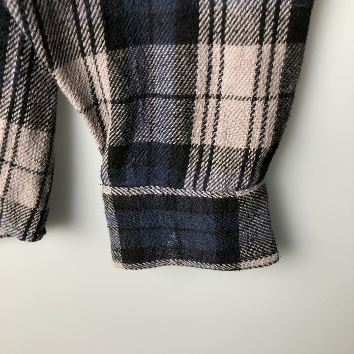 Hickory ShirtCo Half-Zip Long Sleeve Flannel Check Shirt, Men's Size L cotton gray type Vintage Second Hand