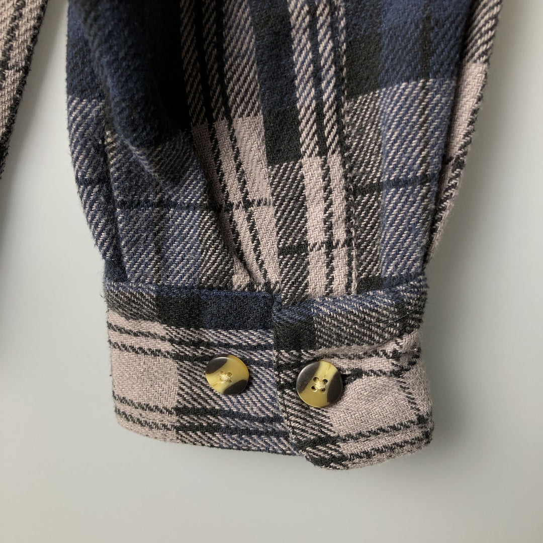 Hickory ShirtCo Half-Zip Long Sleeve Flannel Check Shirt, Men's Size L cotton gray type Vintage Second Hand