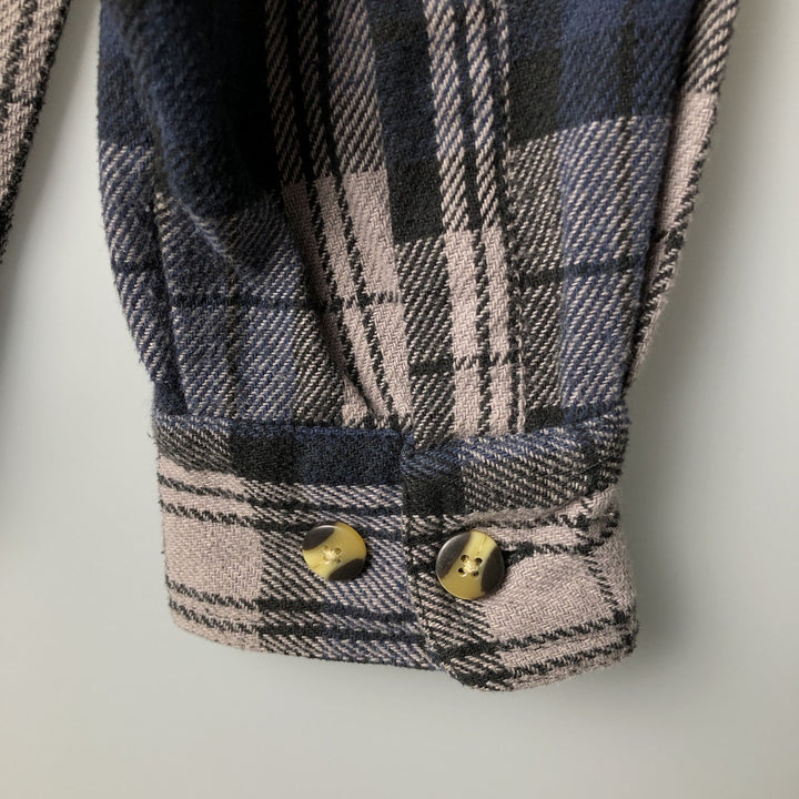 Hickory ShirtCo Half-Zip Long Sleeve Flannel Check Shirt, Men's Size L cotton gray type Vintage Second Hand