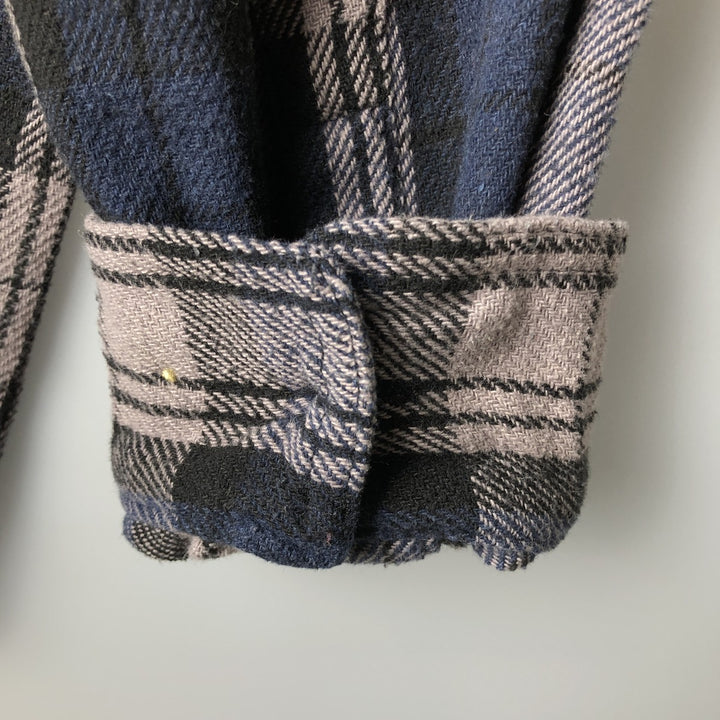 Hickory ShirtCo Half-Zip Long Sleeve Flannel Check Shirt, Men's Size L cotton gray type Vintage Second Hand