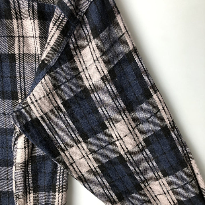 Hickory ShirtCo Half-Zip Long Sleeve Flannel Check Shirt, Men's Size L cotton gray type Vintage Second Hand