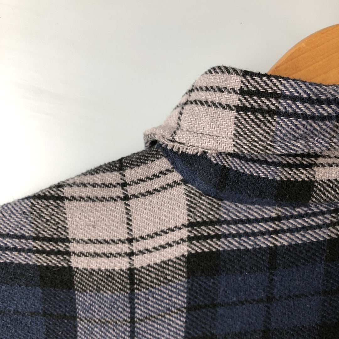 Hickory ShirtCo Half-Zip Long Sleeve Flannel Check Shirt, Men's Size L cotton gray type Vintage Second Hand