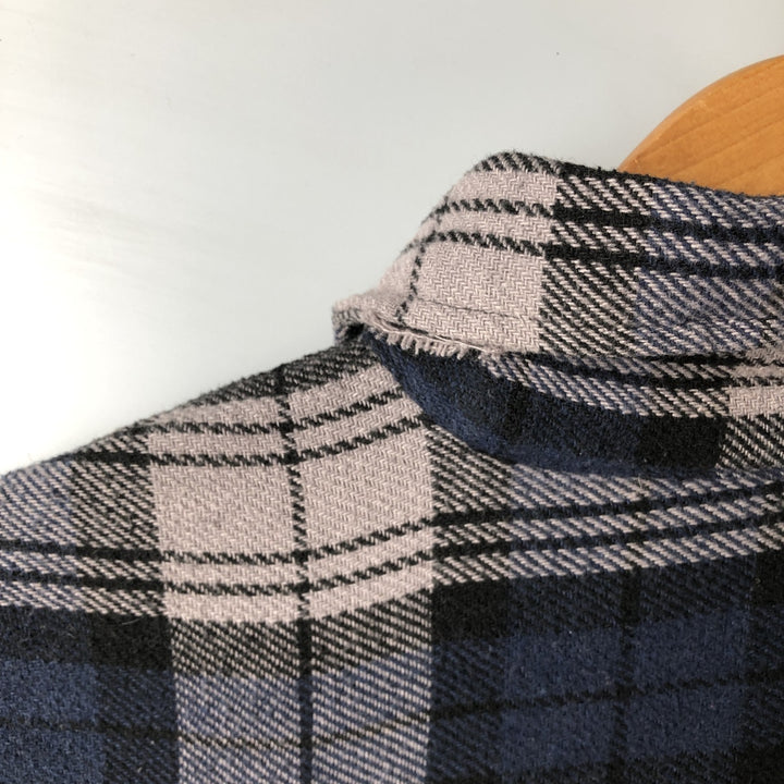 Hickory ShirtCo Half-Zip Long Sleeve Flannel Check Shirt, Men's Size L cotton gray type Vintage Second Hand