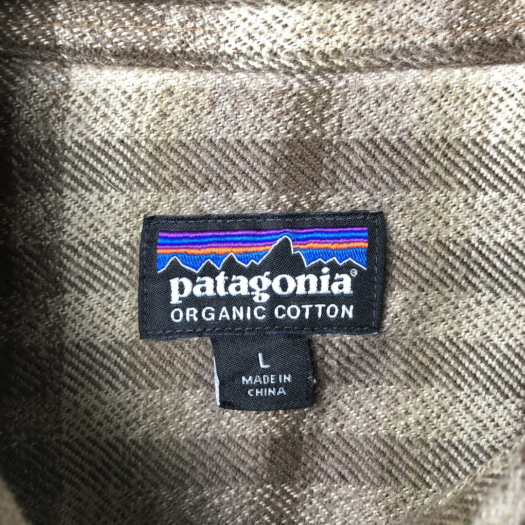 Patagonia Organic Cotton 53947FA15 Long Sleeve Flannel Check Box Shirt, Men's Size L Organic cotton brown type Vintage Second Hand