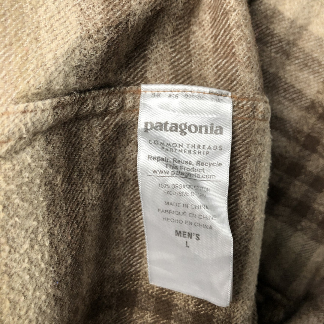 Patagonia Organic Cotton 53947FA15 Long Sleeve Flannel Check Box Shirt, Men's Size L Organic cotton brown type Vintage Second Hand