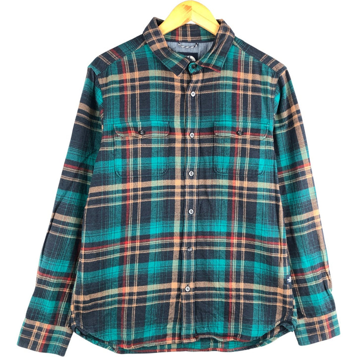 The North Face Men's Medium Long Sleeve Flannel Check Shirt Organic cotton green type Vintage Second Hand
