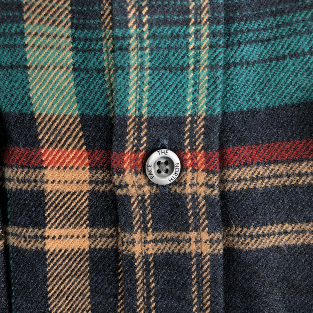 The North Face Men's Medium Long Sleeve Flannel Check Shirt Organic cotton green type Vintage Second Hand