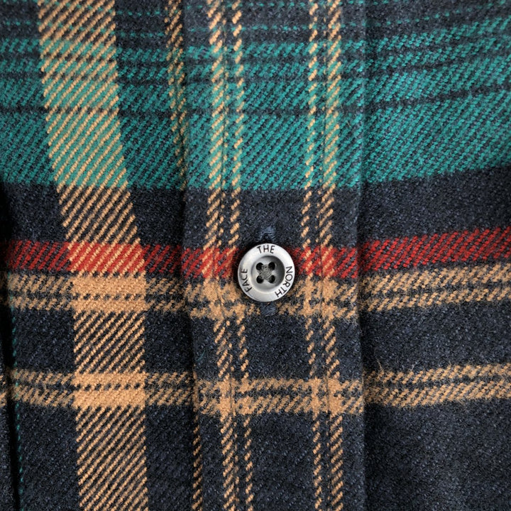 The North Face Men's Medium Long Sleeve Flannel Check Shirt Organic cotton green type Vintage Second Hand