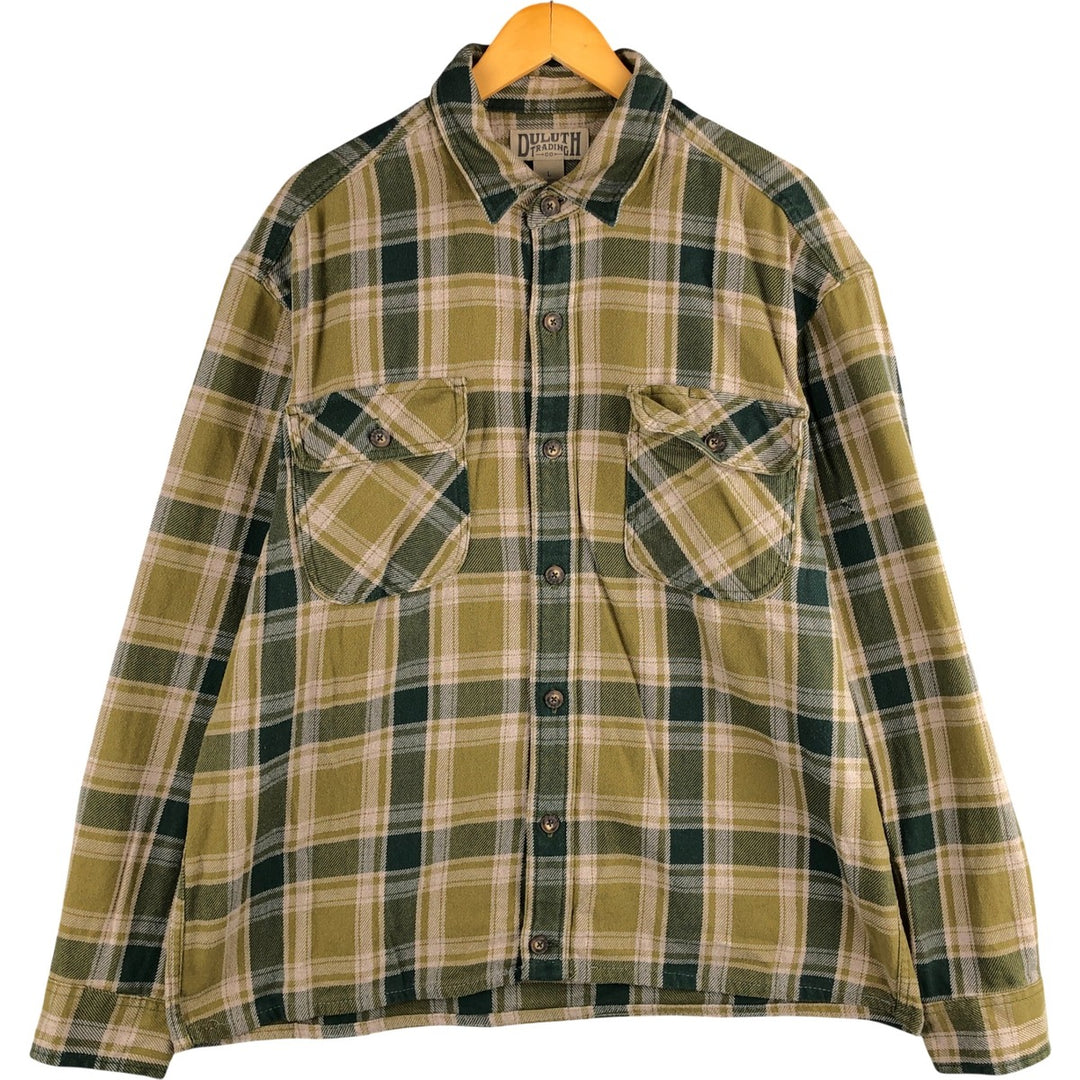 Duluth Trading Co. Long Sleeve Flannel Check Shirt, Men's Size L cotton Green type dark green Vintage Second Hand