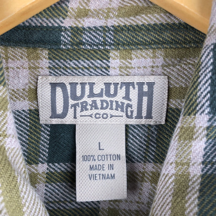 Duluth Trading Co. Long Sleeve Flannel Check Shirt, Men's Size L cotton Green type dark green Vintage Second Hand