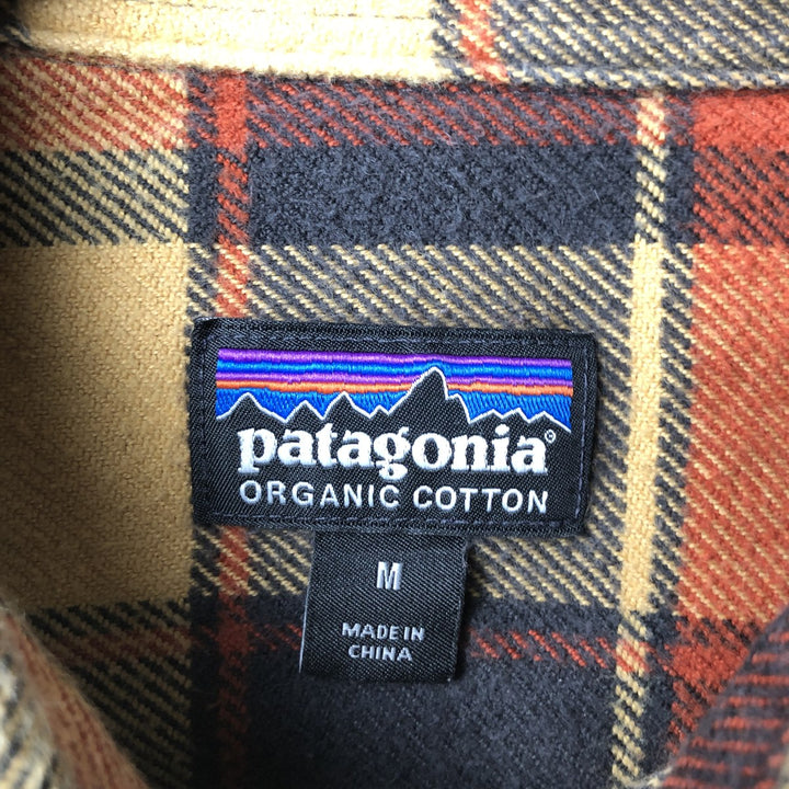 Patagonia Organic Cotton 53947FA20 Long Sleeve Flannel Check Box Shirt, Men's Size Medium Organic cotton orange type Vintage Second Hand