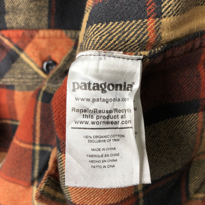 Patagonia Organic Cotton 53947FA20 Long Sleeve Flannel Check Box Shirt, Men's Size Medium Organic cotton orange type Vintage Second Hand