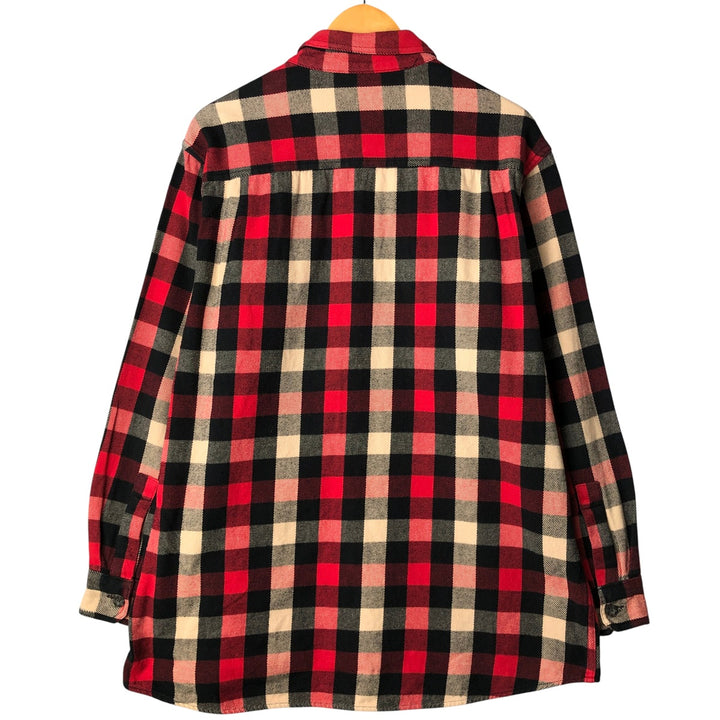 WOOLRICH Long Sleeve Heavy Flannel Check Shirt, Men's Size L cotton red type Vintage Second Hand