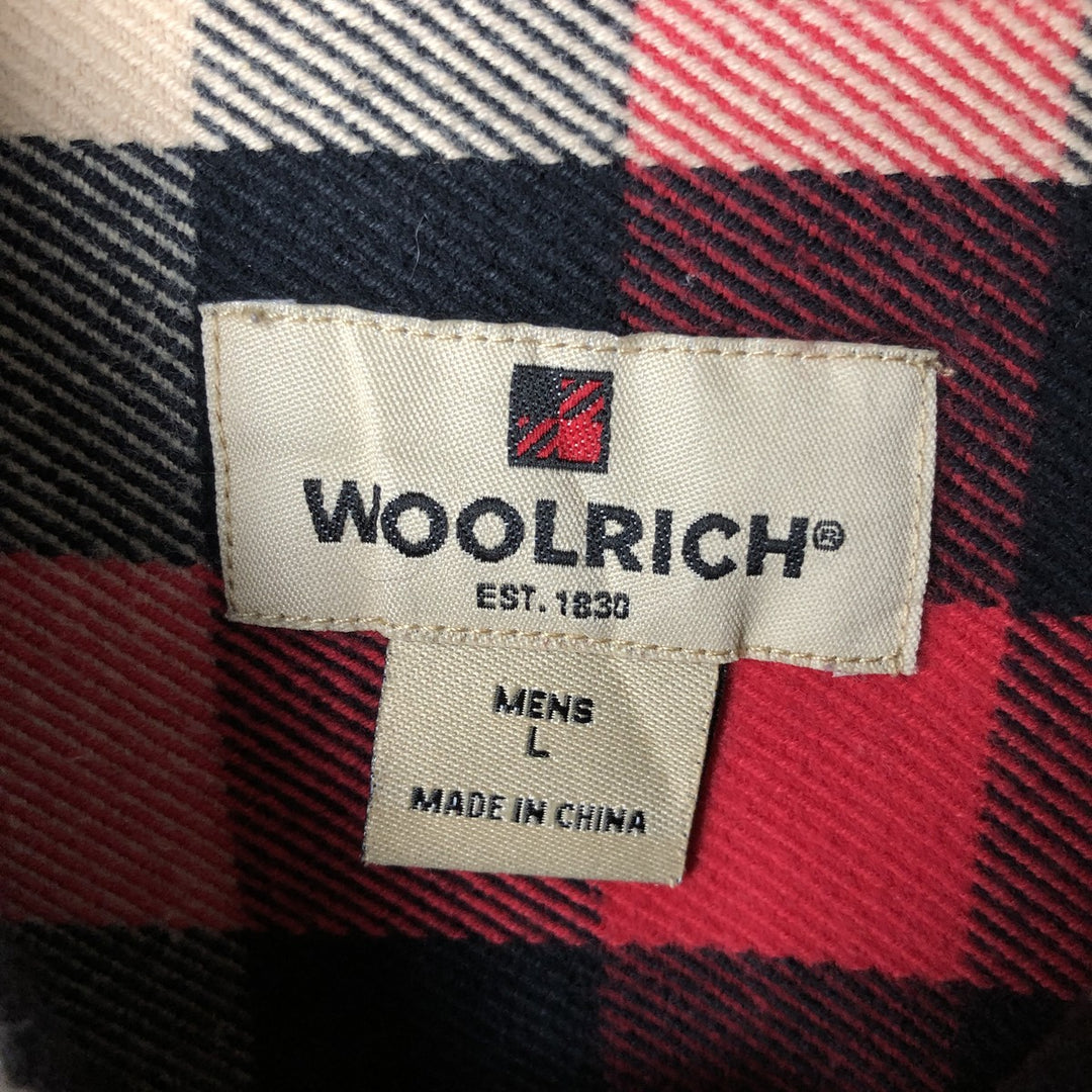 WOOLRICH Long Sleeve Heavy Flannel Check Shirt, Men's Size L cotton red type Vintage Second Hand