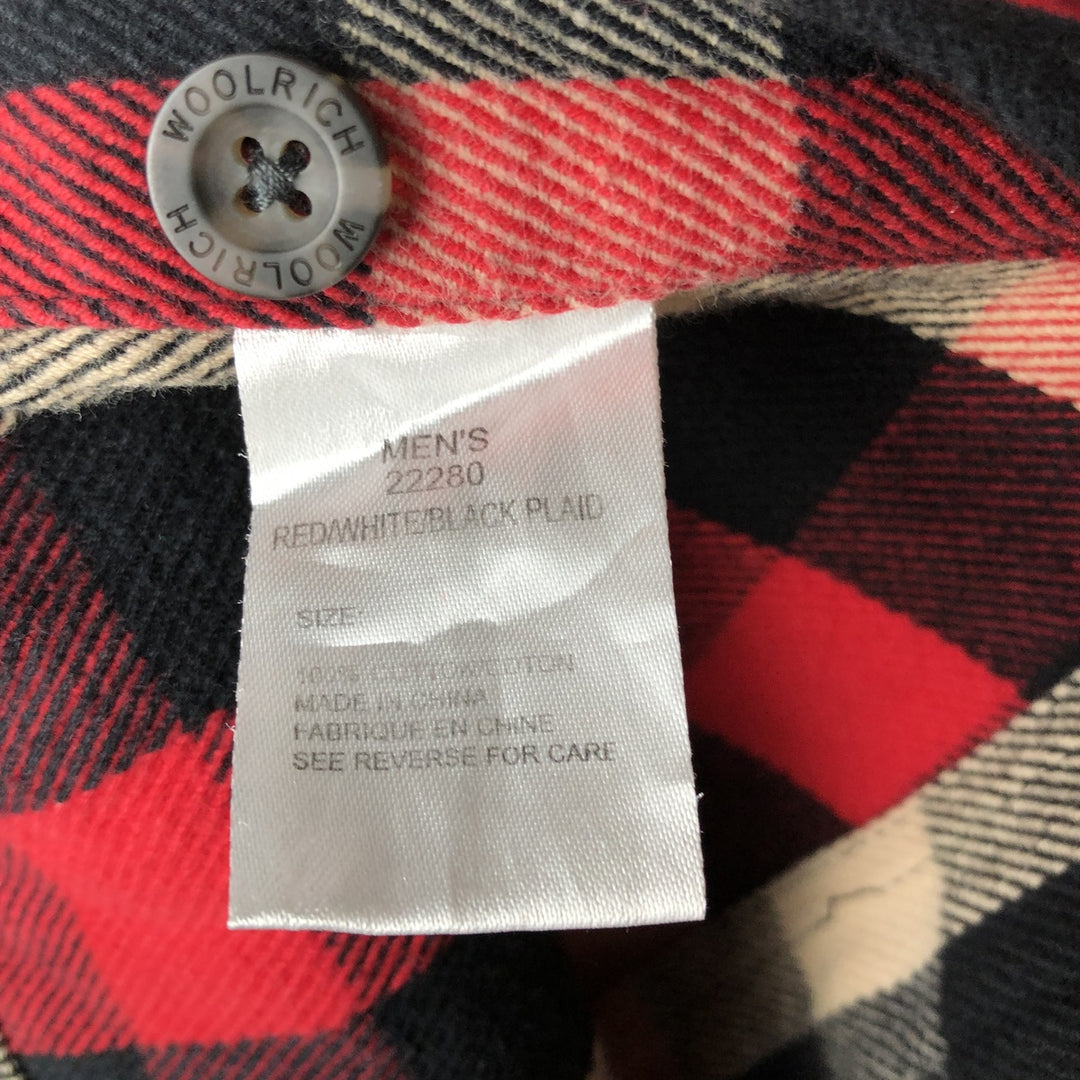 WOOLRICH Long Sleeve Heavy Flannel Check Shirt, Men's Size L cotton red type Vintage Second Hand