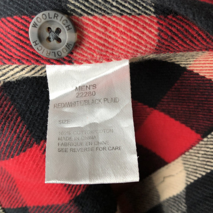 WOOLRICH Long Sleeve Heavy Flannel Check Shirt, Men's Size L cotton red type Vintage Second Hand