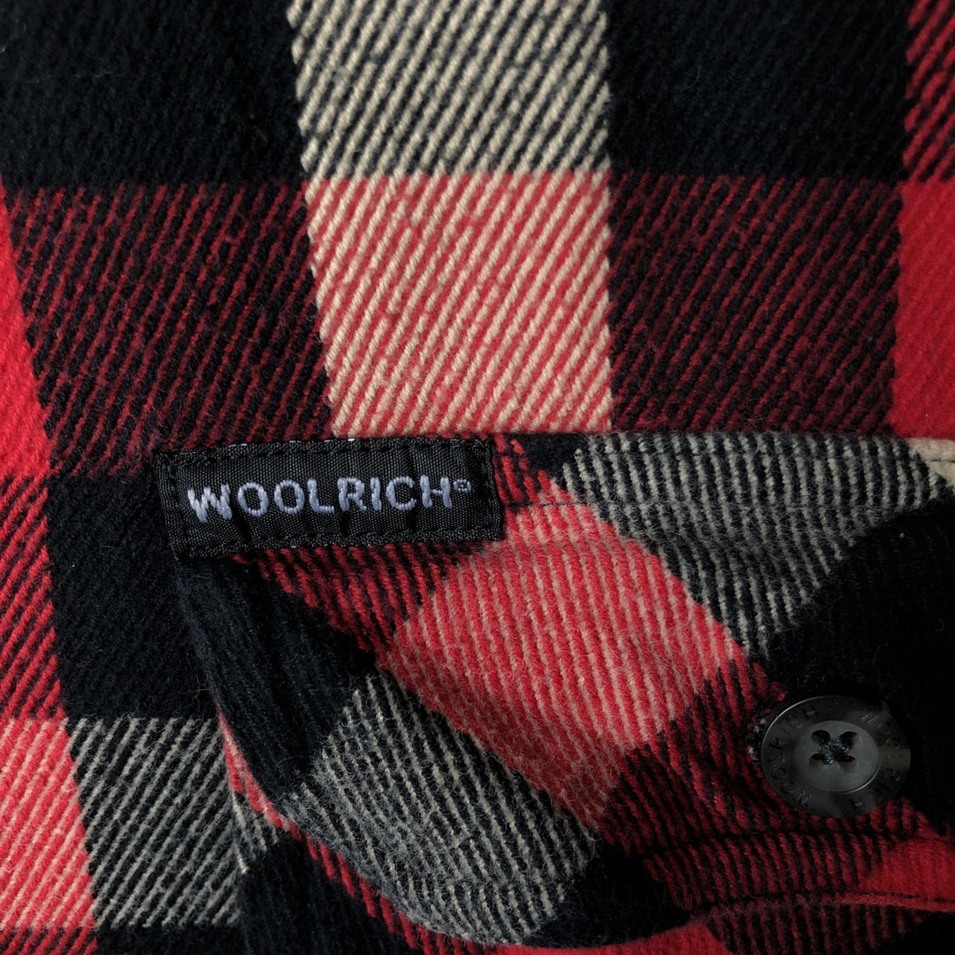 WOOLRICH Long Sleeve Heavy Flannel Check Shirt, Men's Size L cotton red type Vintage Second Hand