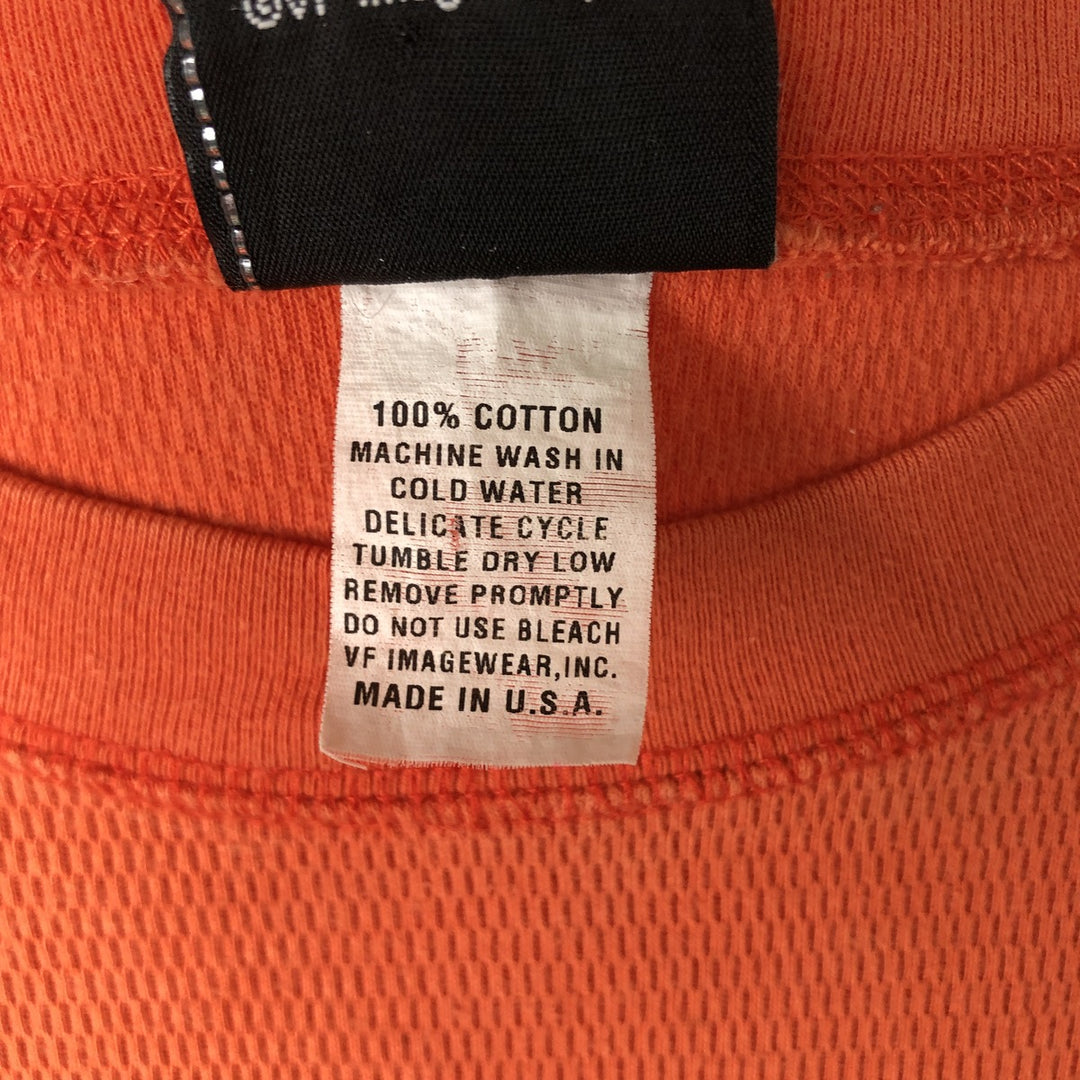 Harley-Davidson Eagle Pattern Thermal Long Sleeve T-Shirt, Honeycomb, Made in USA, Men's Size XL cotton orange type Vintage Second Hand