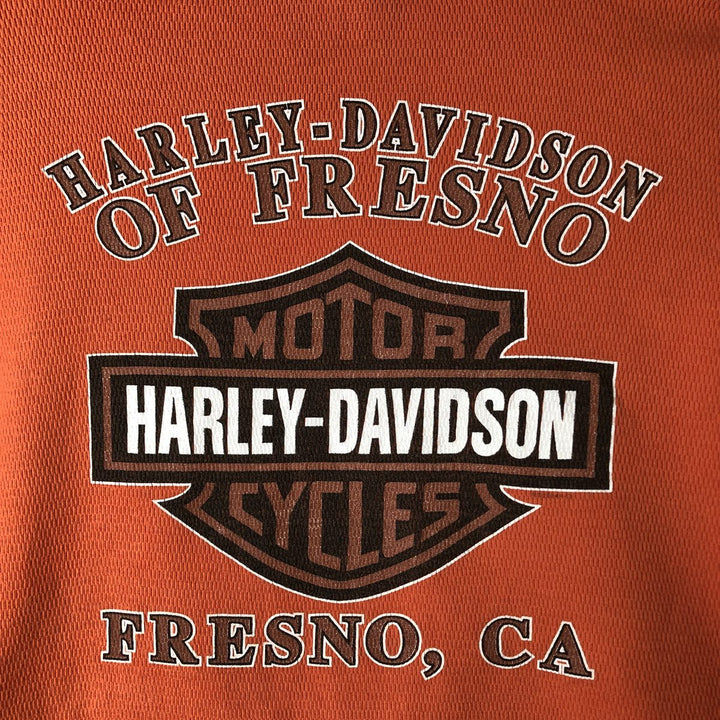 Harley-Davidson Eagle Pattern Thermal Long Sleeve T-Shirt, Honeycomb, Made in USA, Men's Size XL cotton orange type Vintage Second Hand