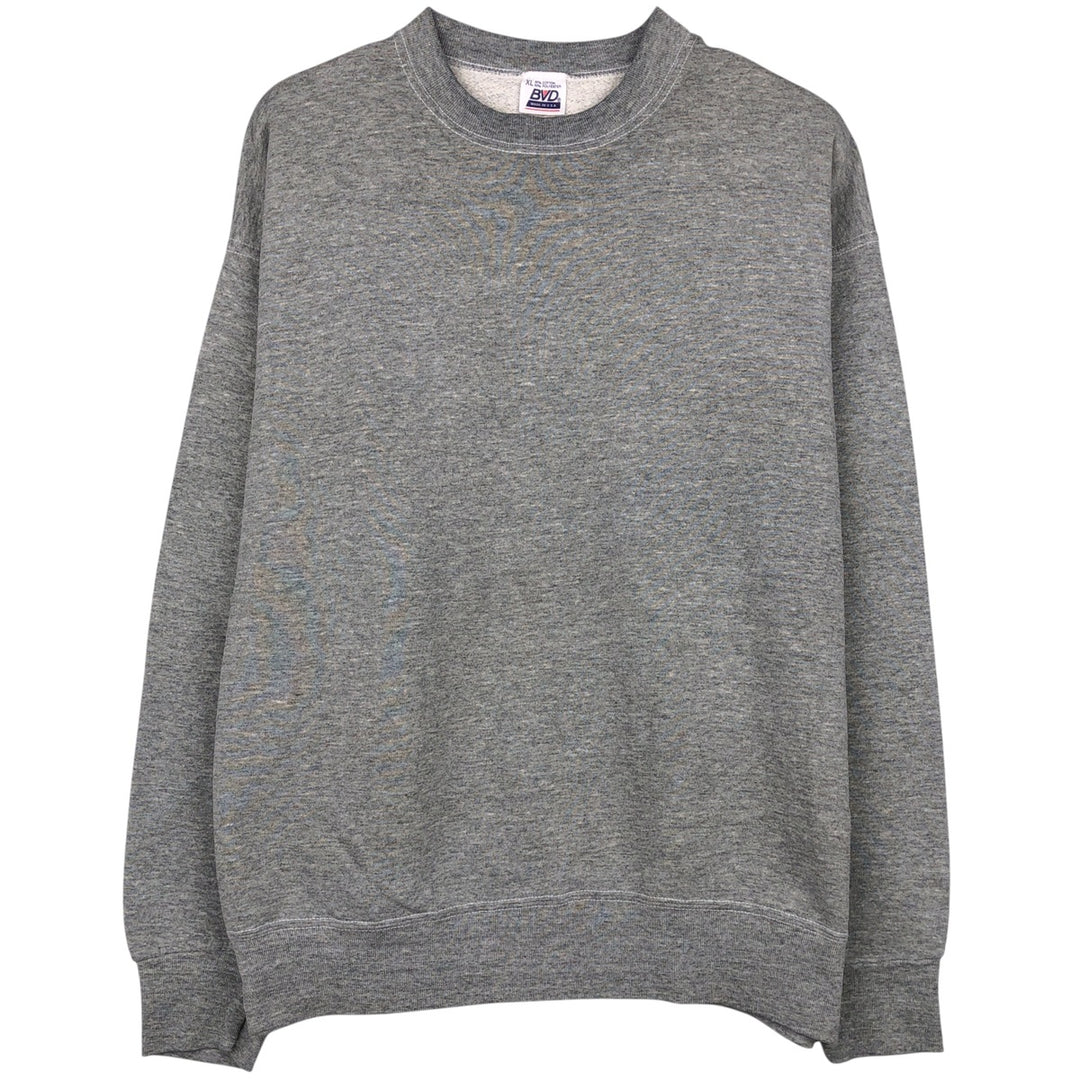 90'S BVD plain blank sweatshirt, sweatshirt, made in USA, men's XL size, vintage cotton gray type Vintage Second Hand