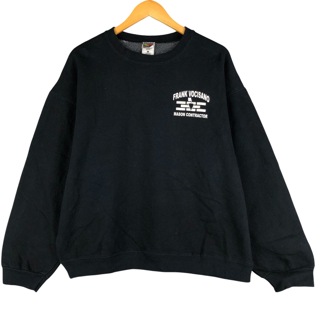 2000'S Fruit of the Loom Vocisano Builders Flag Pattern Advertising Sweatshirt, Men's Size XL cotton black type Vintage Second Hand
