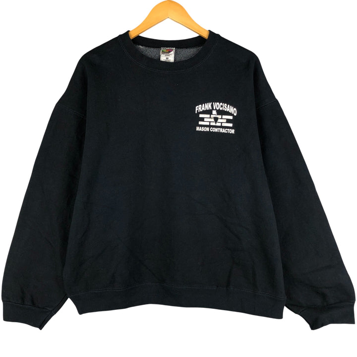 2000'S Fruit of the Loom Vocisano Builders Flag Pattern Advertising Sweatshirt, Men's Size XL cotton black type Vintage Second Hand
