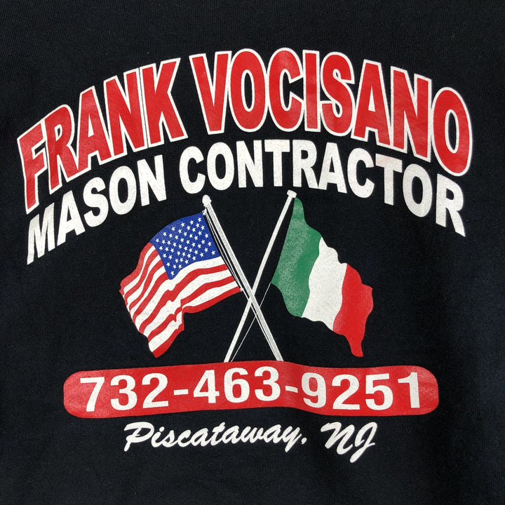 2000'S Fruit of the Loom Vocisano Builders Flag Pattern Advertising Sweatshirt, Men's Size XL cotton black type Vintage Second Hand
