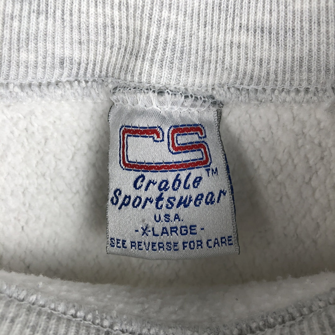Vintage 90'S Crable Sportswear college sweatshirt, size XL, men's unclear white type Vintage Second Hand