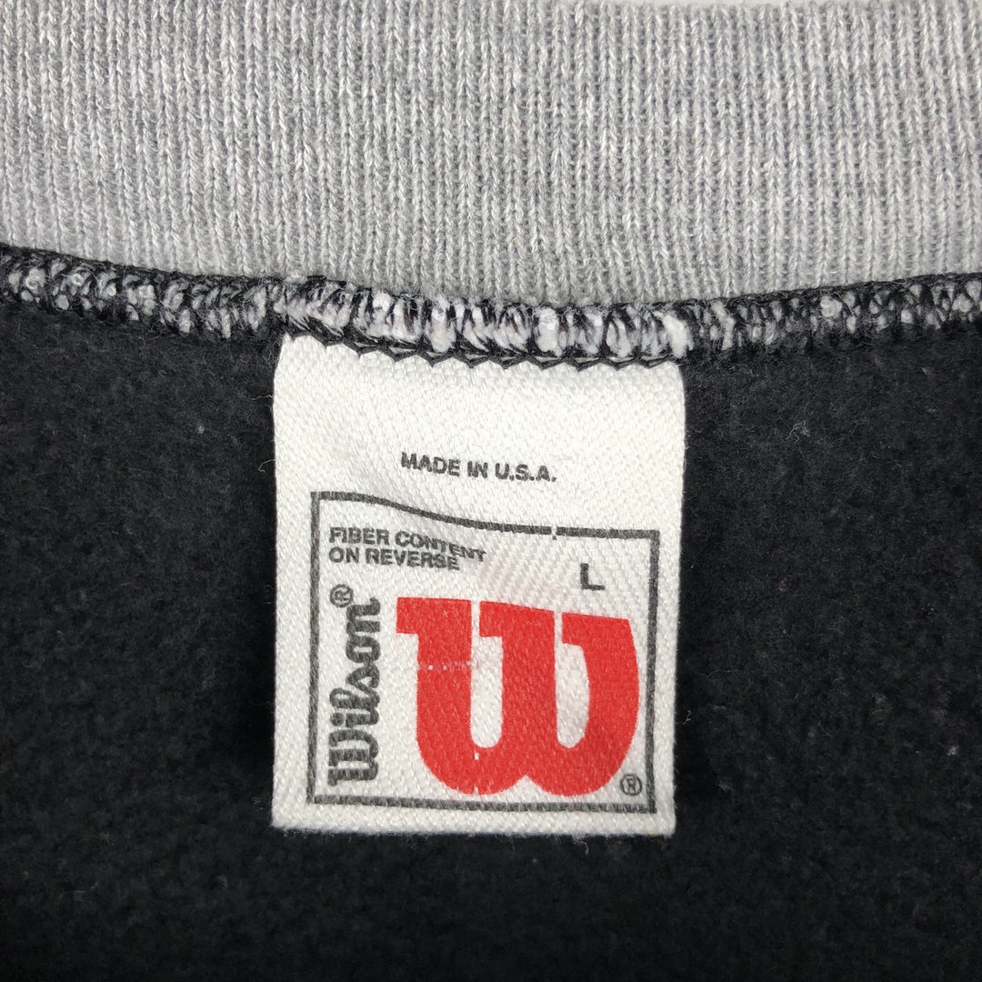 90'S Wilson One-Point Logo Sweatshirt, Made in USA, Men's Size L, Vintage cotton black type Vintage Second Hand