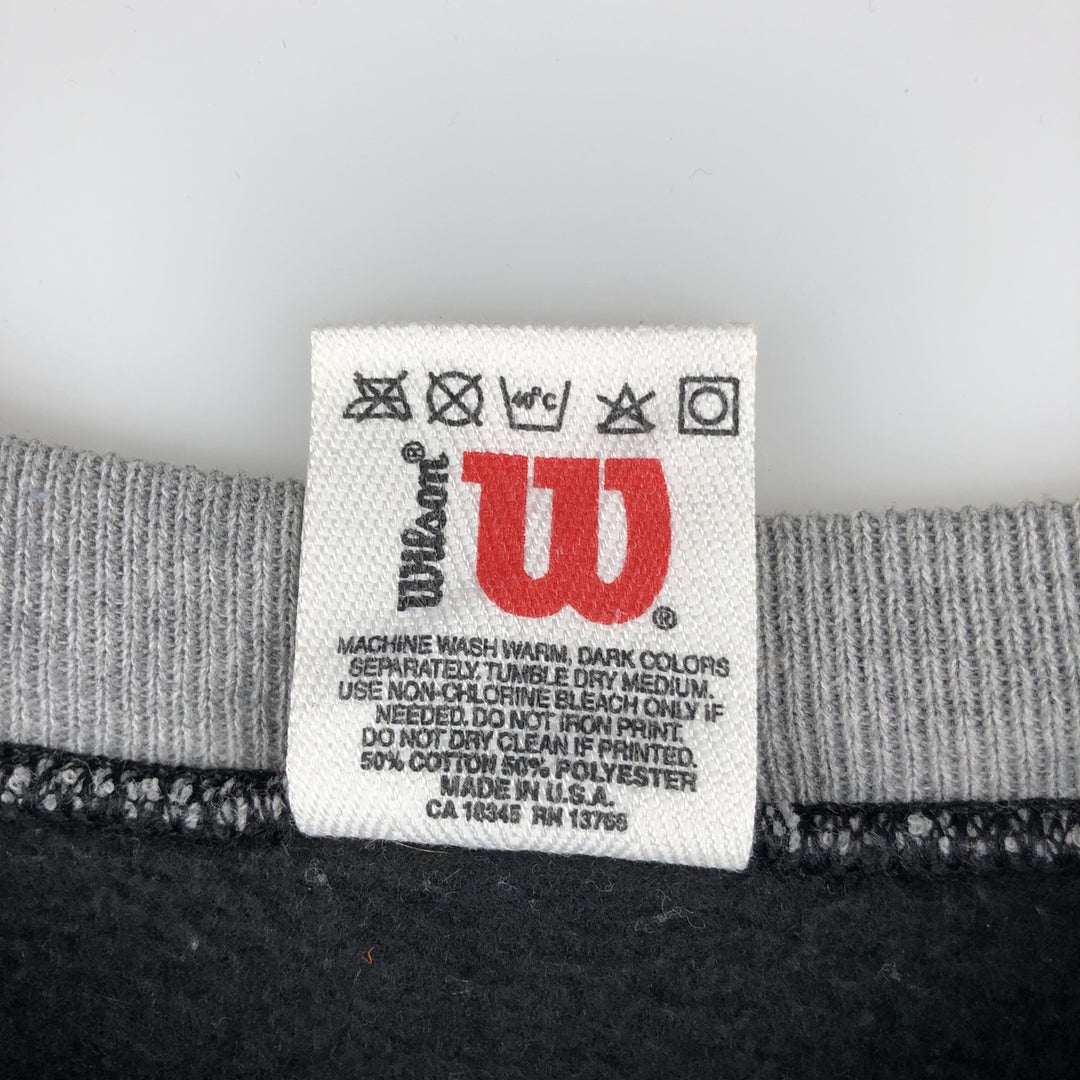 90'S Wilson One-Point Logo Sweatshirt, Made in USA, Men's Size L, Vintage cotton black type Vintage Second Hand