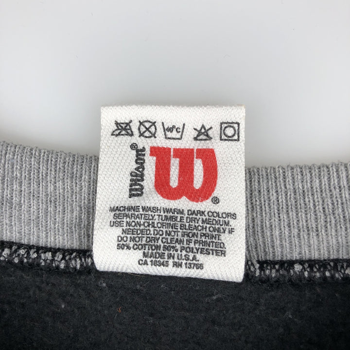 90'S Wilson One-Point Logo Sweatshirt, Made in USA, Men's Size L, Vintage cotton black type Vintage Second Hand