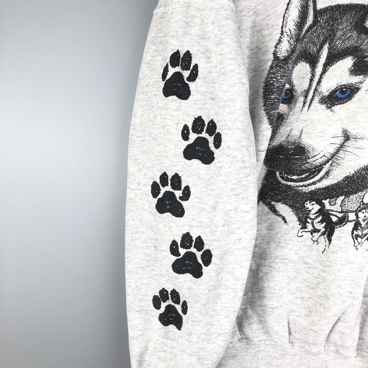 Vintage 80s-90'S Little Brownie Dog Print Animal Sweatshirt, Made in USA, Men's Size L polyester gray type Vintage Second Hand