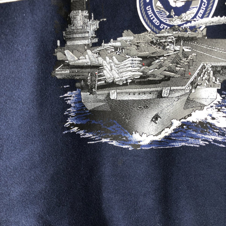 Vintage 90'S Jerzees US Navy Print Sweatshirt, Made in USA, Men's Size Medium cotton navy blue type Vintage Second Hand