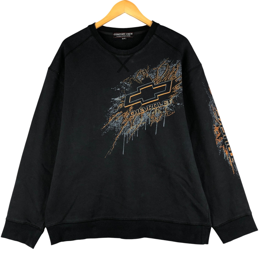 COMFORT CREW CHEVROLET Chevrolet Advertising Sweatshirt, Men's XL cotton black type Vintage Second Hand