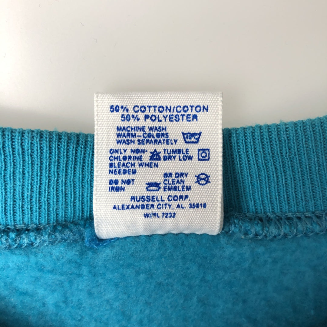 1980'S Jerzees MICKEY MOUSE character sweatshirt, Made in USA, Men's size L cotton turquoise blue Vintage Second Hand