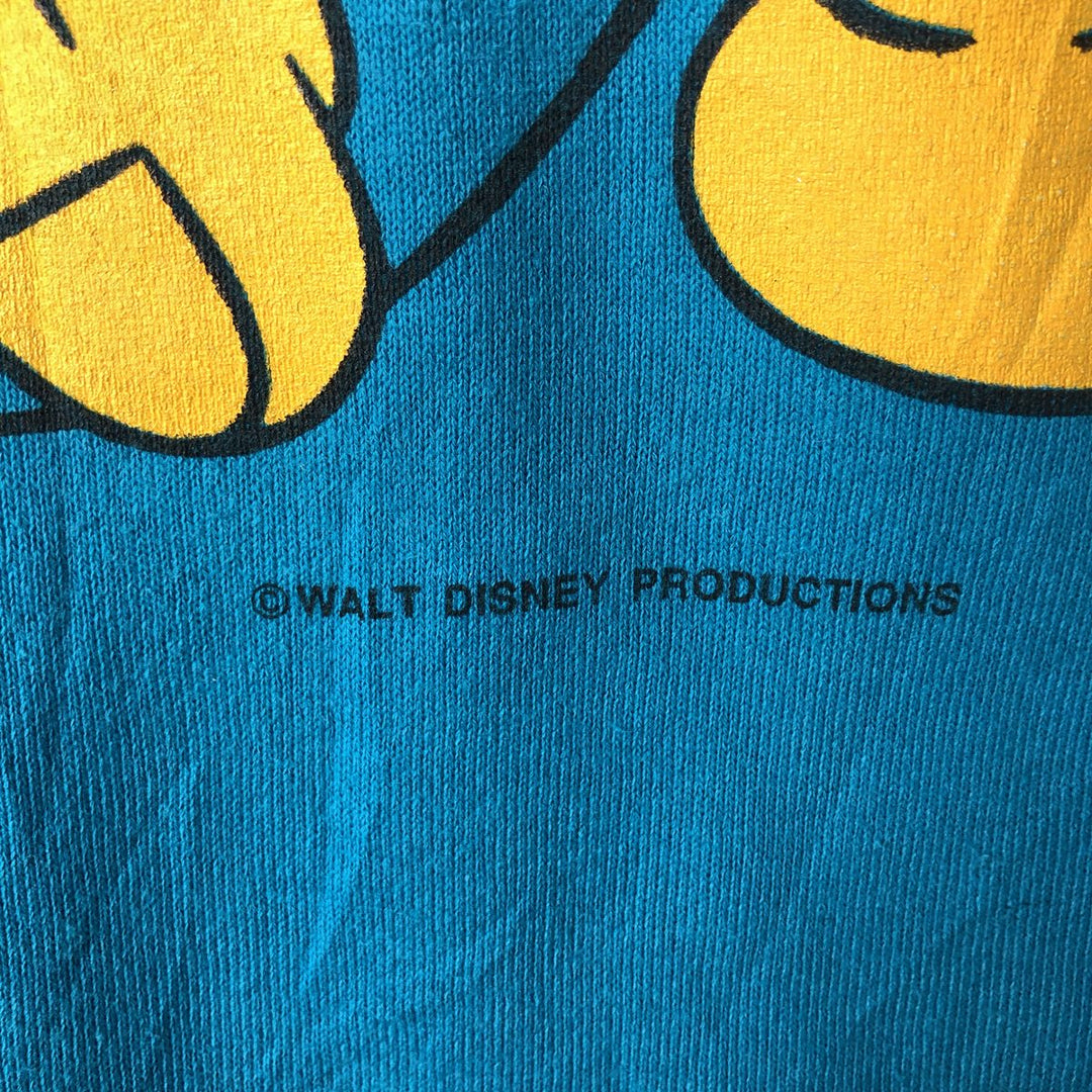 1980'S Jerzees MICKEY MOUSE character sweatshirt, Made in USA, Men's size L cotton turquoise blue Vintage Second Hand