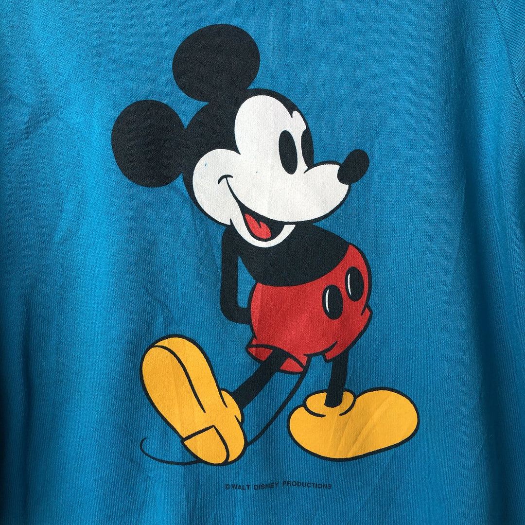 1980'S Jerzees MICKEY MOUSE character sweatshirt, Made in USA, Men's size L cotton turquoise blue Vintage Second Hand