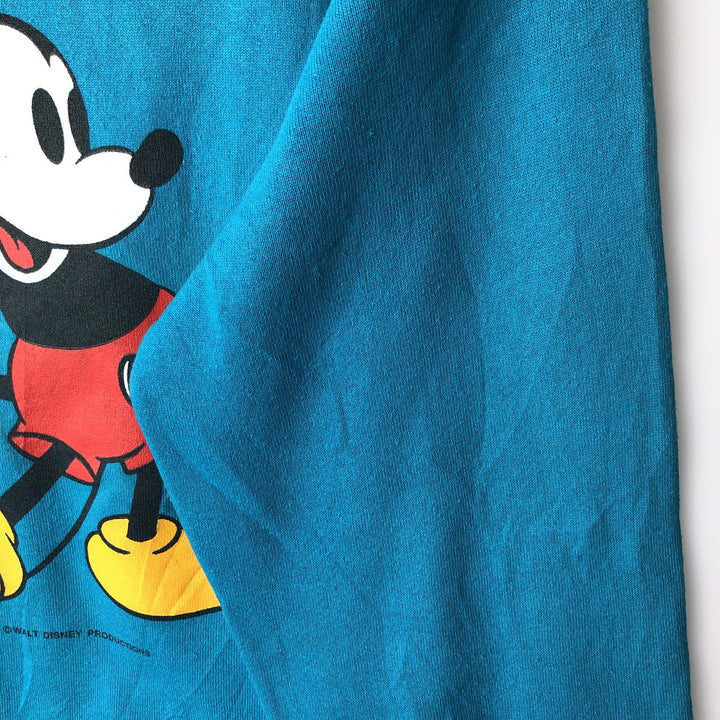 1980'S Jerzees MICKEY MOUSE character sweatshirt, Made in USA, Men's size L cotton turquoise blue Vintage Second Hand