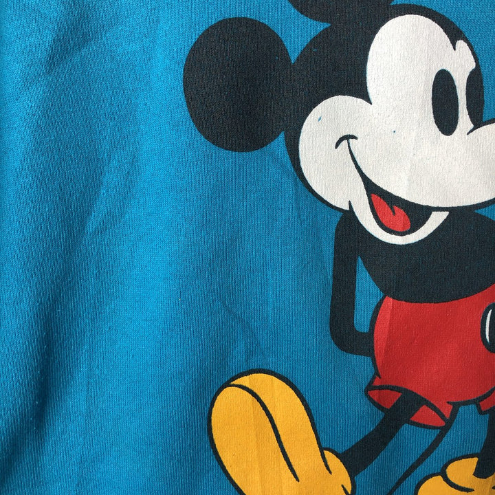 1980'S Jerzees MICKEY MOUSE character sweatshirt, Made in USA, Men's size L cotton turquoise blue Vintage Second Hand