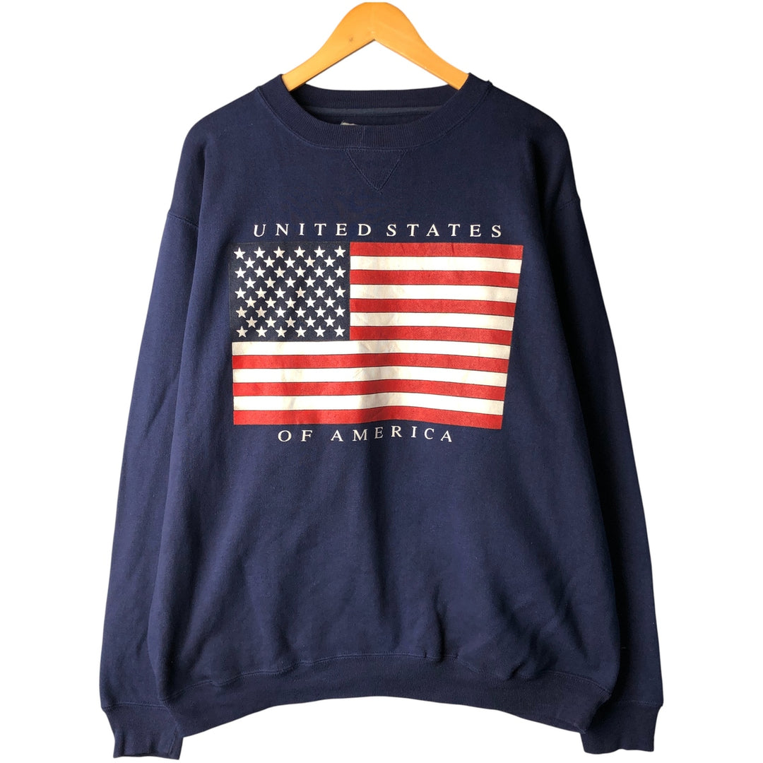00'S GALT SAND Stars and Stripes Print Sweatshirt, Men's Size XL cotton navy blue type Vintage Second Hand