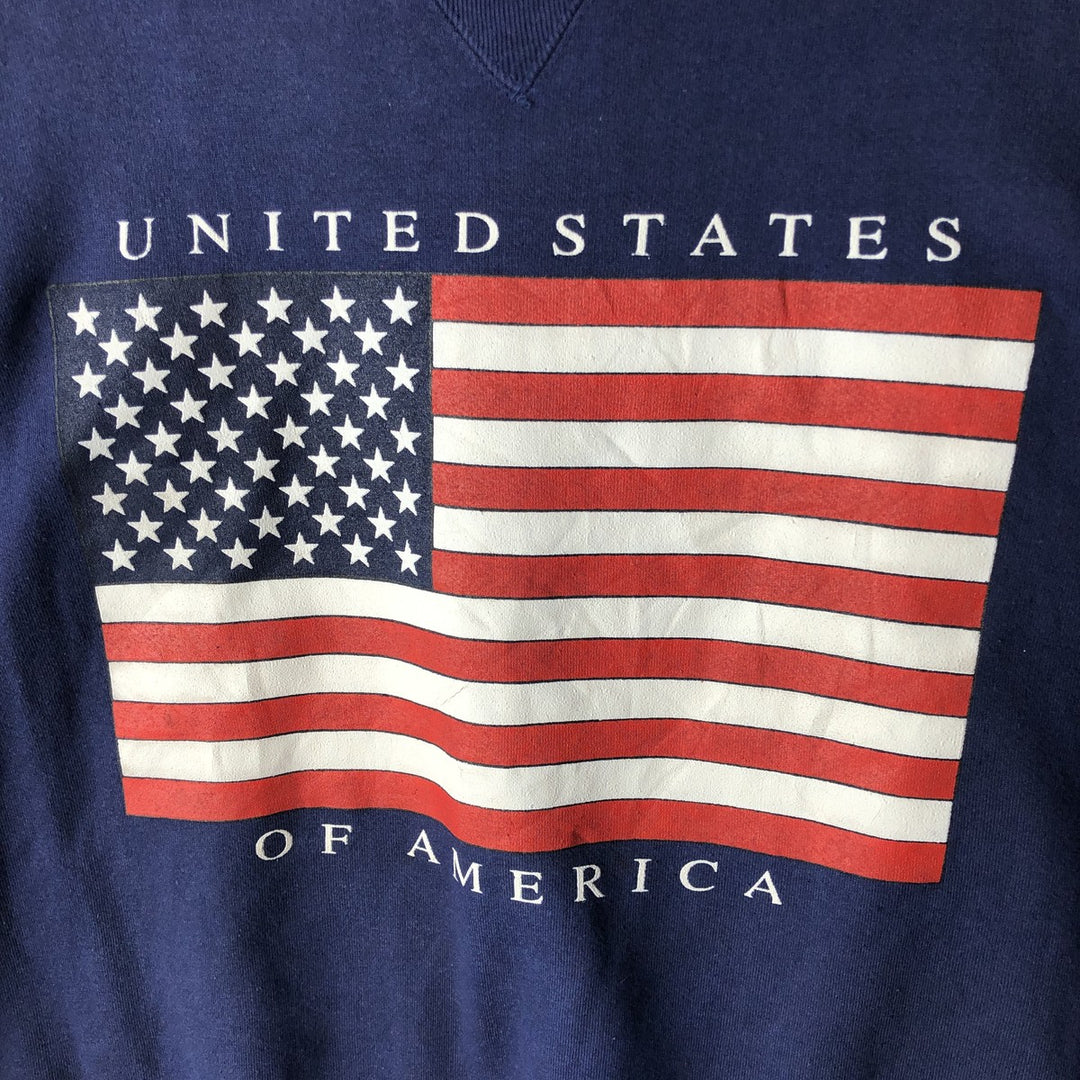00'S GALT SAND Stars and Stripes Print Sweatshirt, Men's Size XL cotton navy blue type Vintage Second Hand