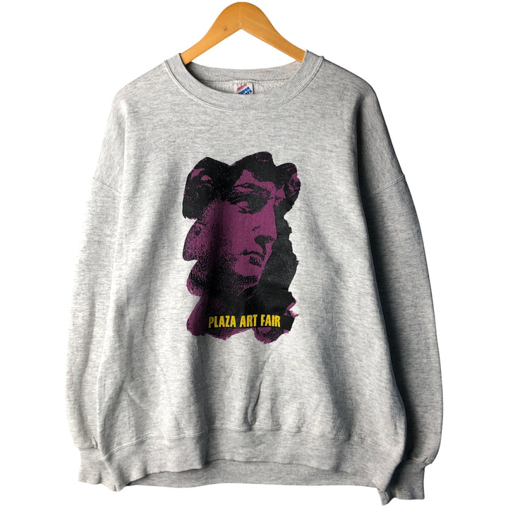 Vintage 80s-90'S Jerzees printed sweatshirt, made in the USA, men's size XXL polyester gray type Vintage Second Hand