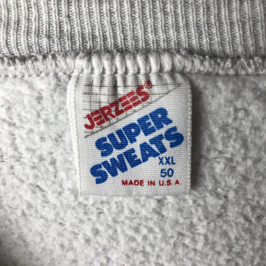 Vintage 80s-90'S Jerzees printed sweatshirt, made in the USA, men's size XXL polyester gray type Vintage Second Hand