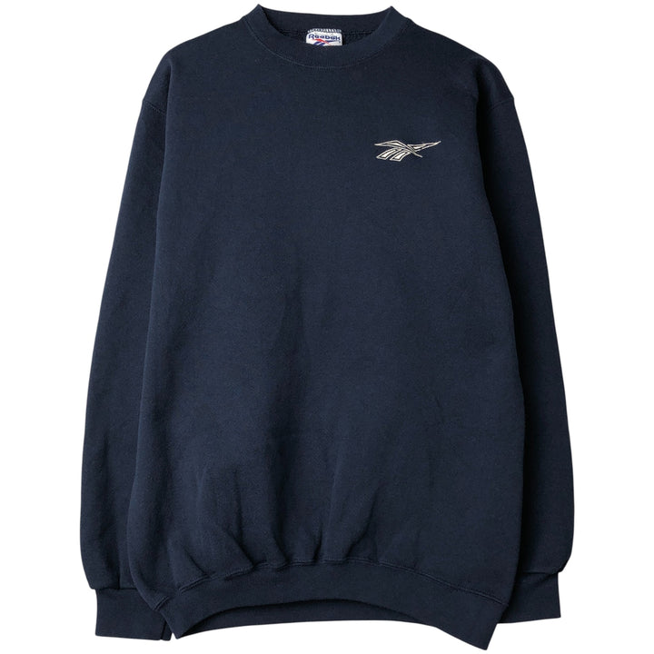 90'S Reebok One Point Logo Sweatshirt Trainer Made in USA Men's M Size Vintage cotton navy blue type Vintage Second Hand