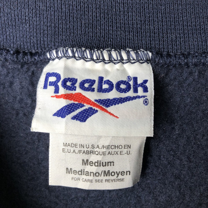 90'S Reebok One Point Logo Sweatshirt Trainer Made in USA Men's M Size Vintage cotton navy blue type Vintage Second Hand