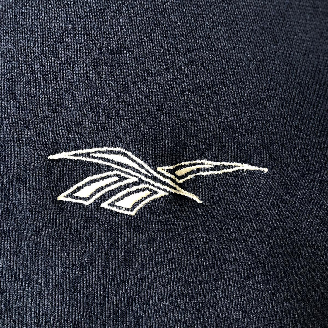 90'S Reebok One Point Logo Sweatshirt Trainer Made in USA Men's M Size Vintage cotton navy blue type Vintage Second Hand
